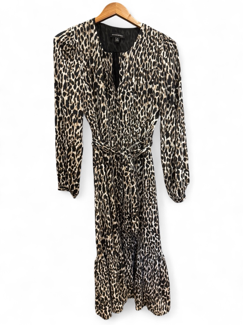 Banana Republic Black & Cream Leopard Midi Dress